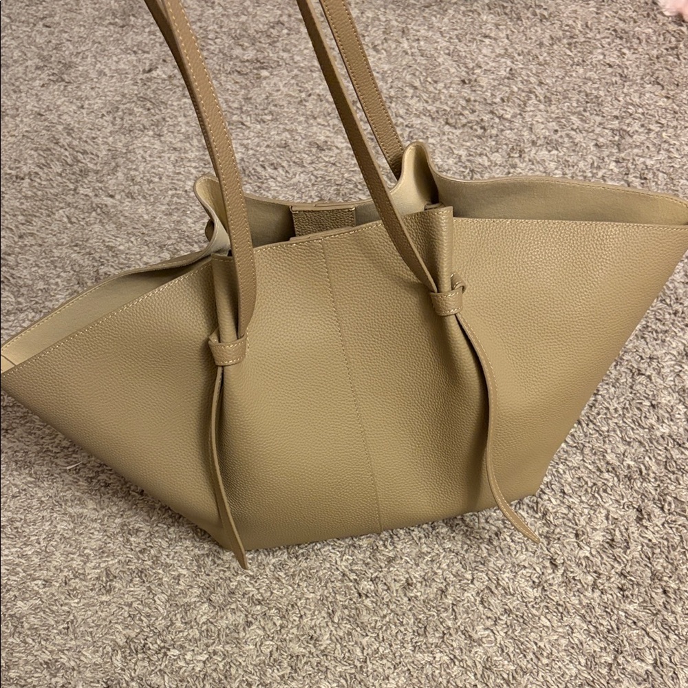 Classic Taupe Leather Tote Bag - Minimalist Everyday Carry